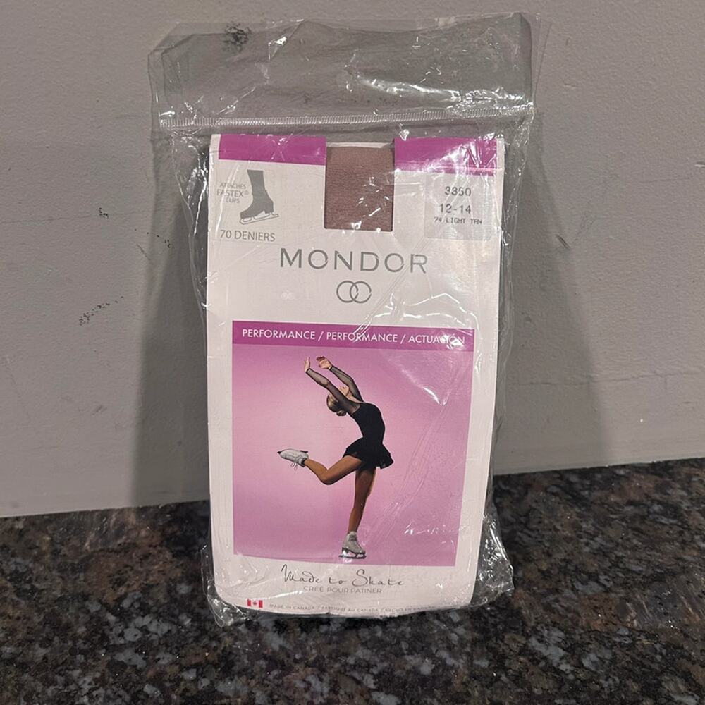 New Mondor 3350 Performance Figure Skating Tights 74 Light Tan 12 - 14
